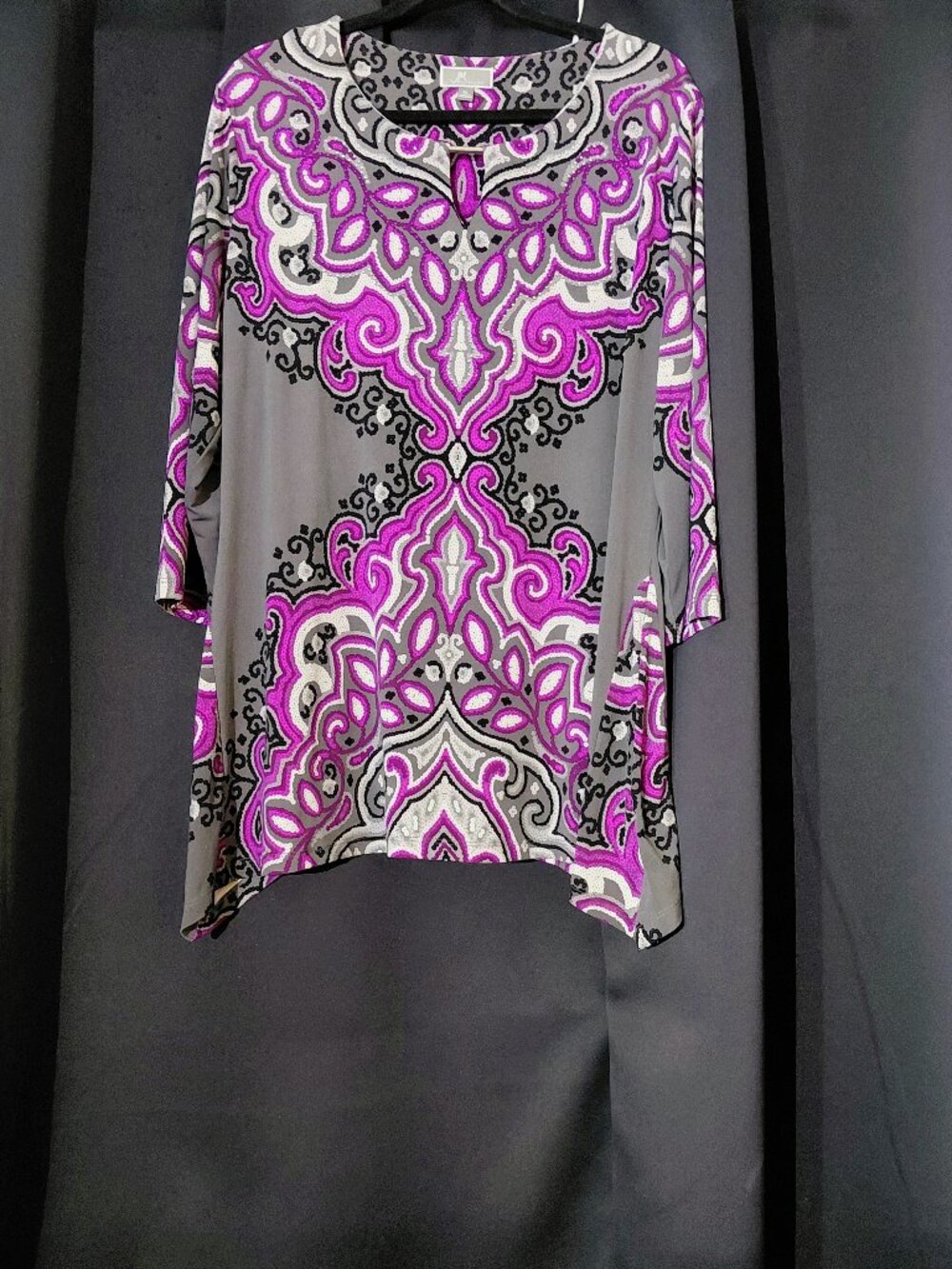 JM Collection Paisley Tunic Top-Embellished Purple Knit- size XL